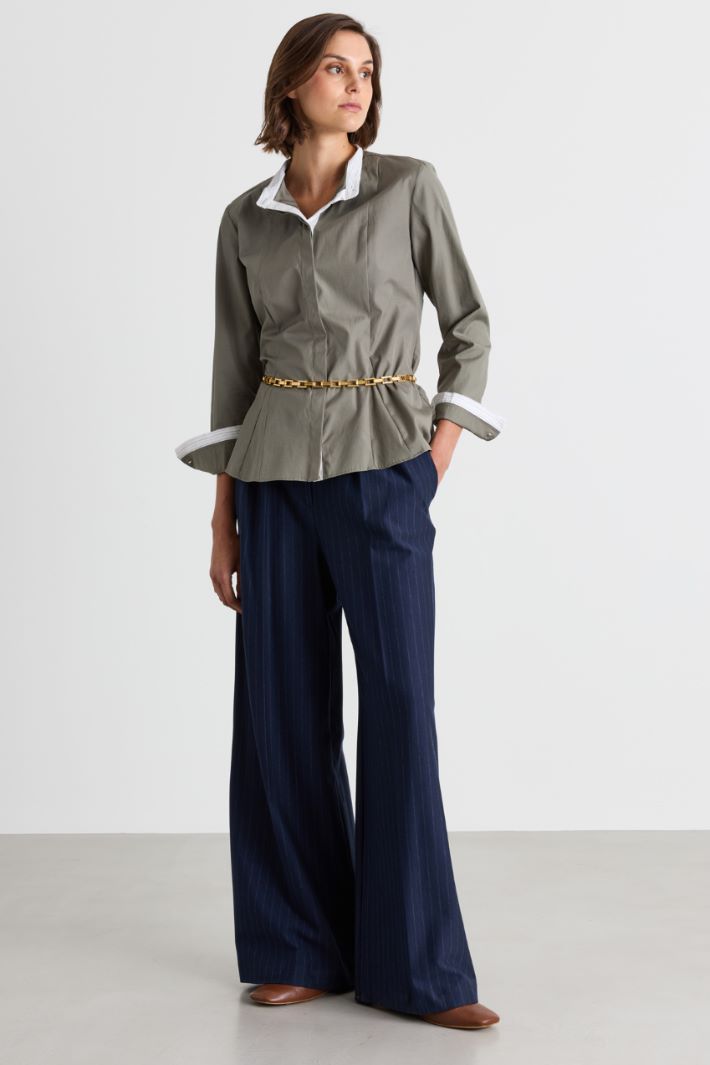 Camicia in popeline con pieghe - GRIGIO - Intrend