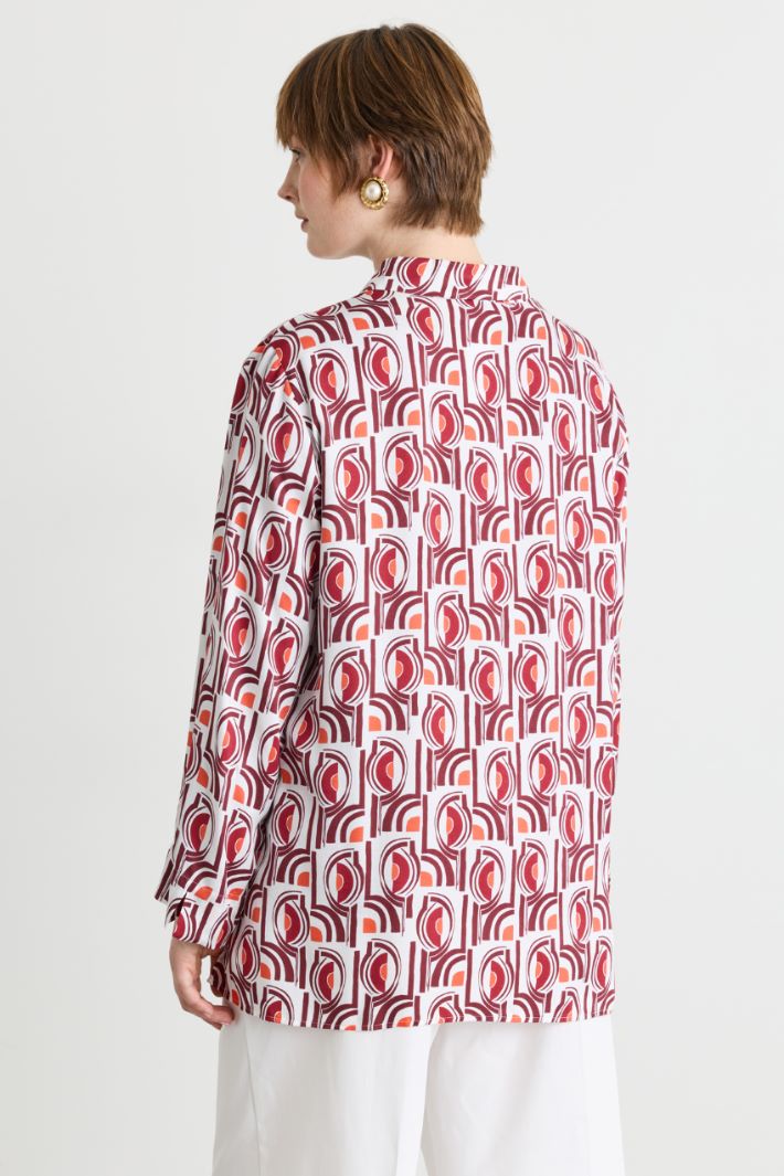 Camicia in twill stampato - BIANCO ROSSO - Intrend - 4