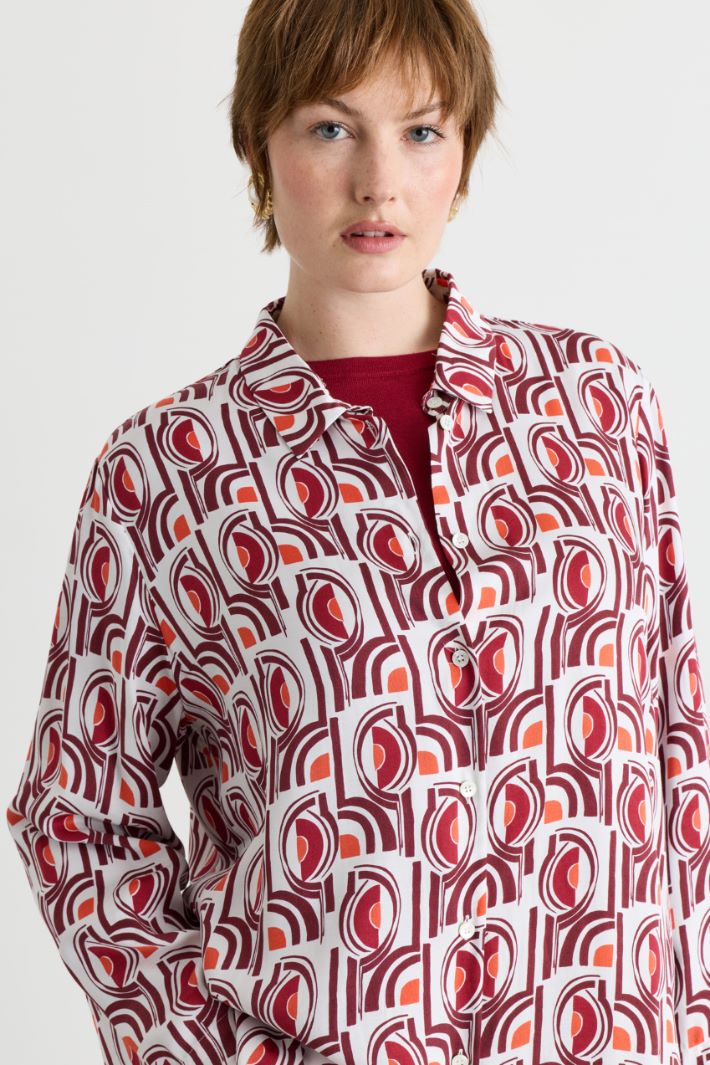 Camicia in twill stampato - BIANCO ROSSO - Intrend - 3