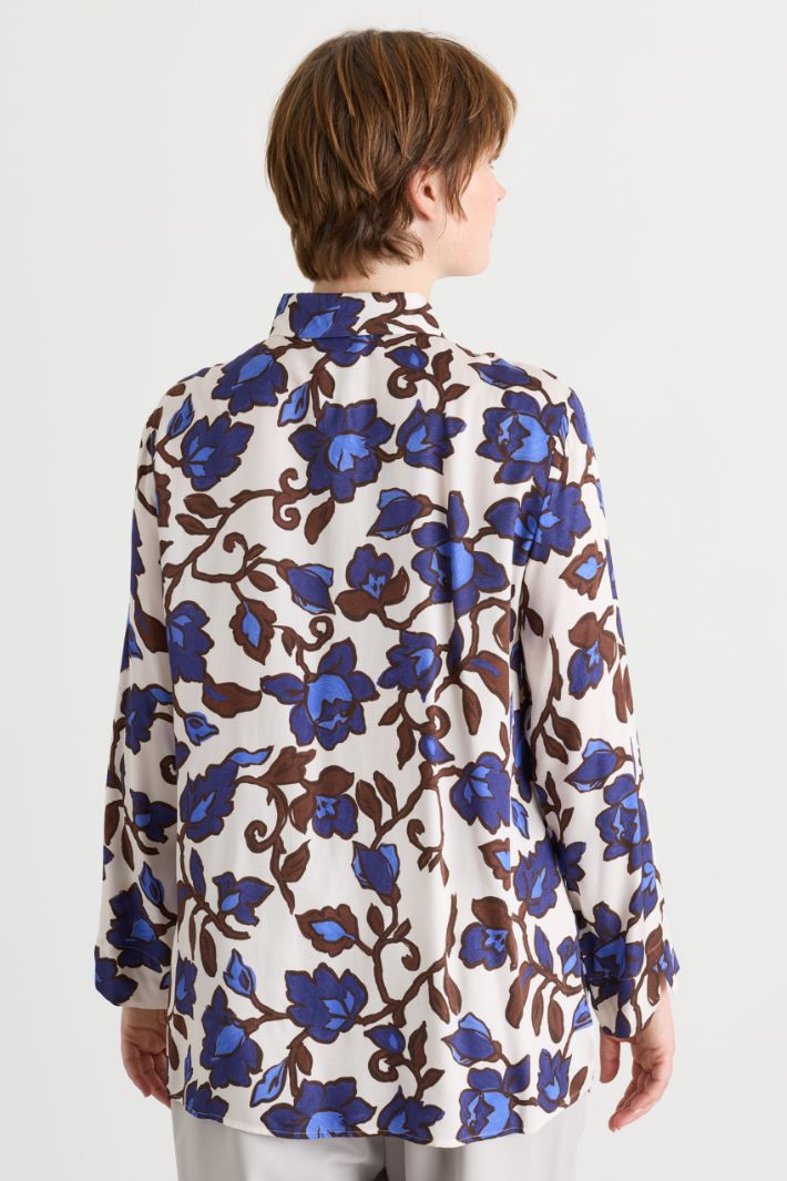 Camicia in twill stampato - BIANCO BLU - Intrend - 4