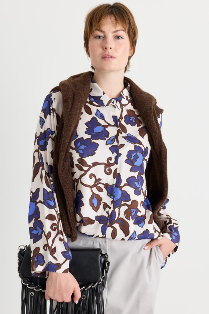 Camicia in twill stampato - BIANCO BLU - Intrend - 2
