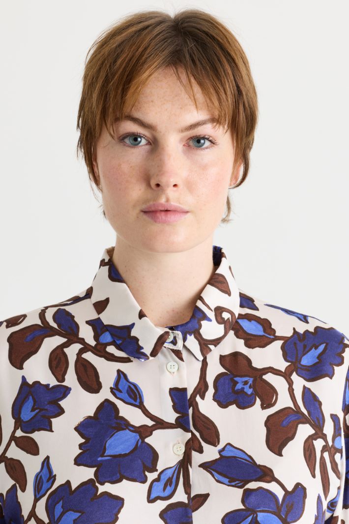 Camicia in twill stampato - BIANCO BLU - Intrend - 3