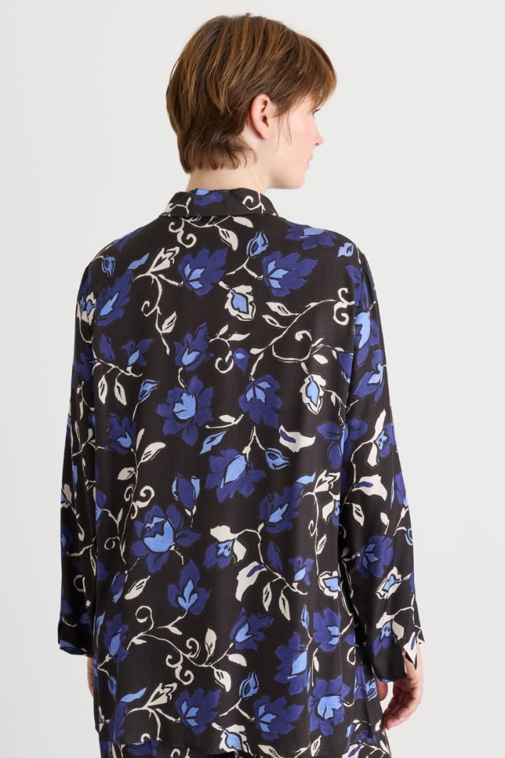 Camicia in twill stampato - NERO BLU - Intrend - 4