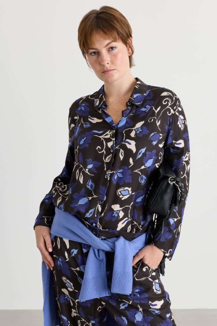 Camicia in twill stampato - NERO BLU - Intrend - 2