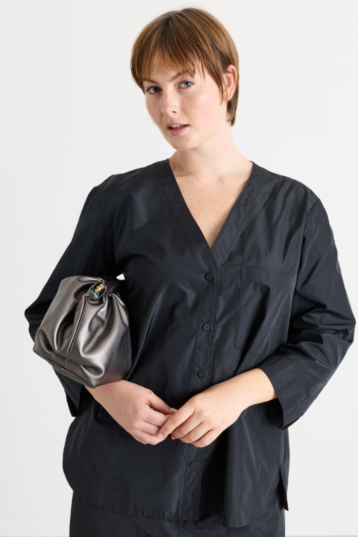 Camicia in taffetà - NERO - Intrend - 2