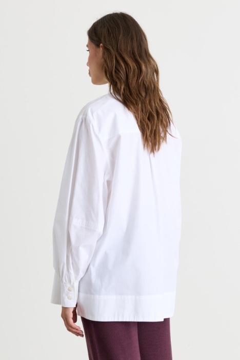 Camicia in popeline con manica a sbuffo