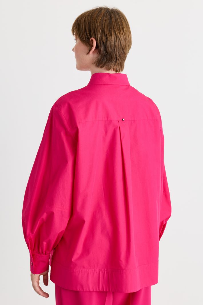 Camicia in popeline con manica a sbuffo - FUXIA - Intrend - 4