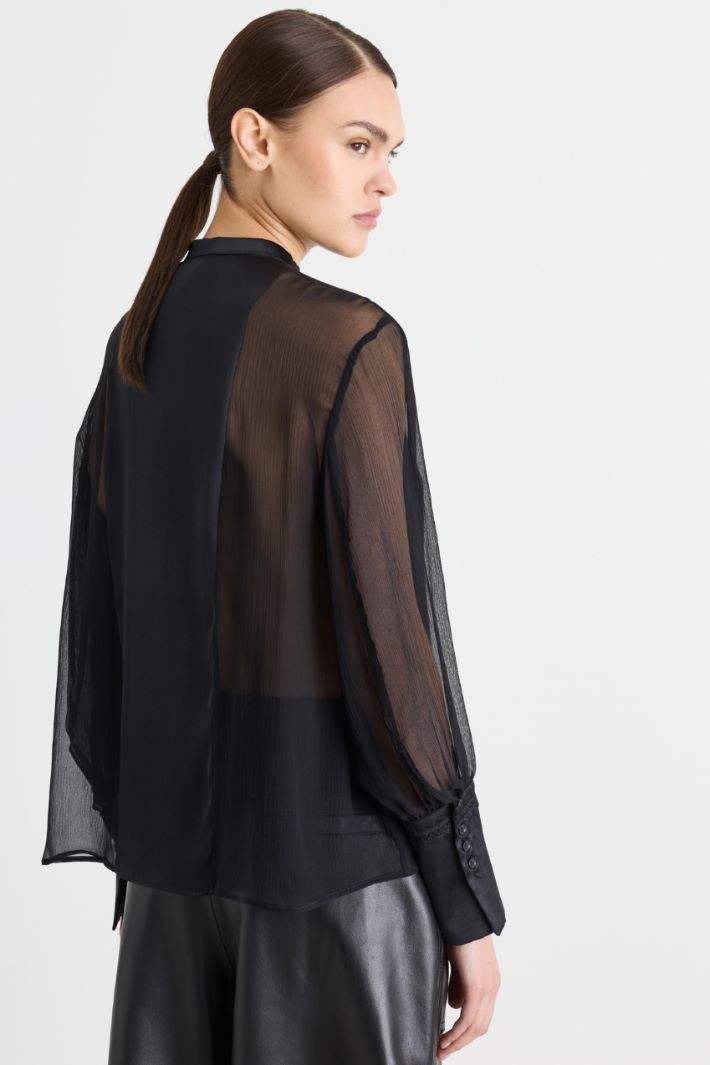 Camicia in creponne e raso - NERO - Intrend - 4