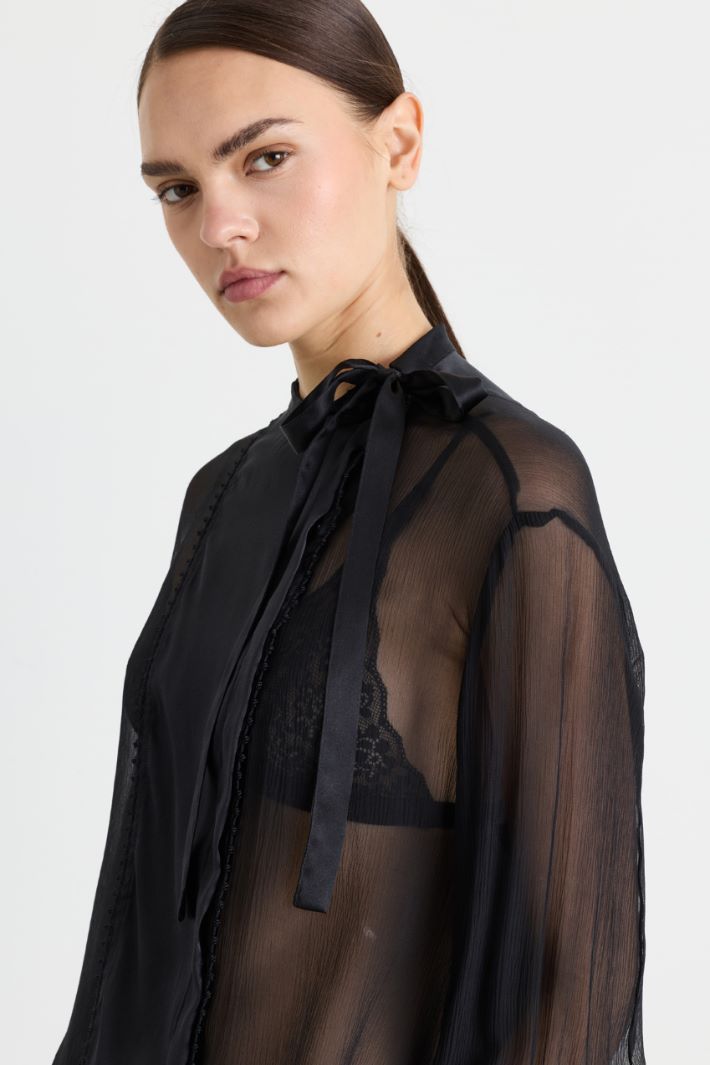 Camicia in creponne e raso - NERO - Intrend - 3