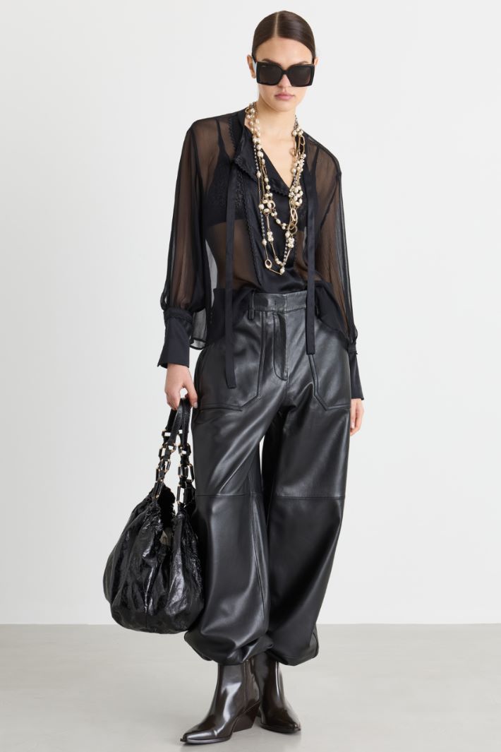 Camicia in creponne e raso - NERO - Intrend