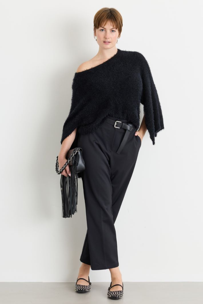 Elasticated-waist trousers - BLACK - Intrend