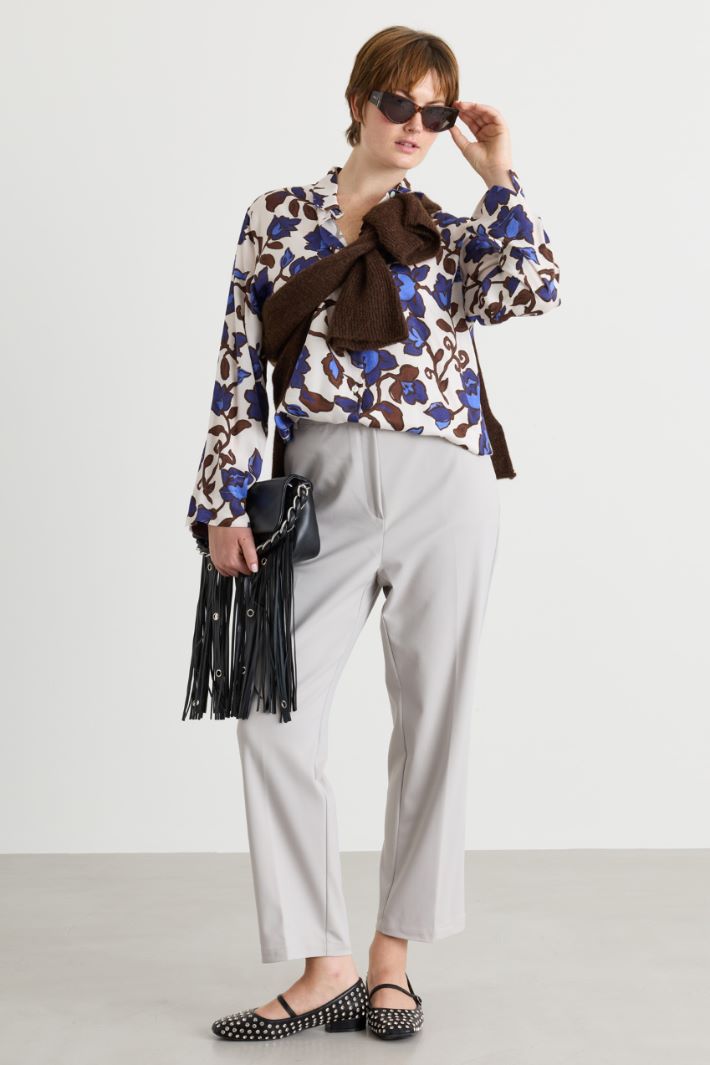 Elasticated-waist trousers - GREY - Intrend