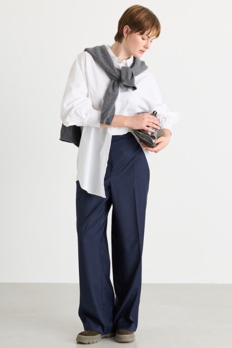 Wide-leg gabardine trousers - Intrend