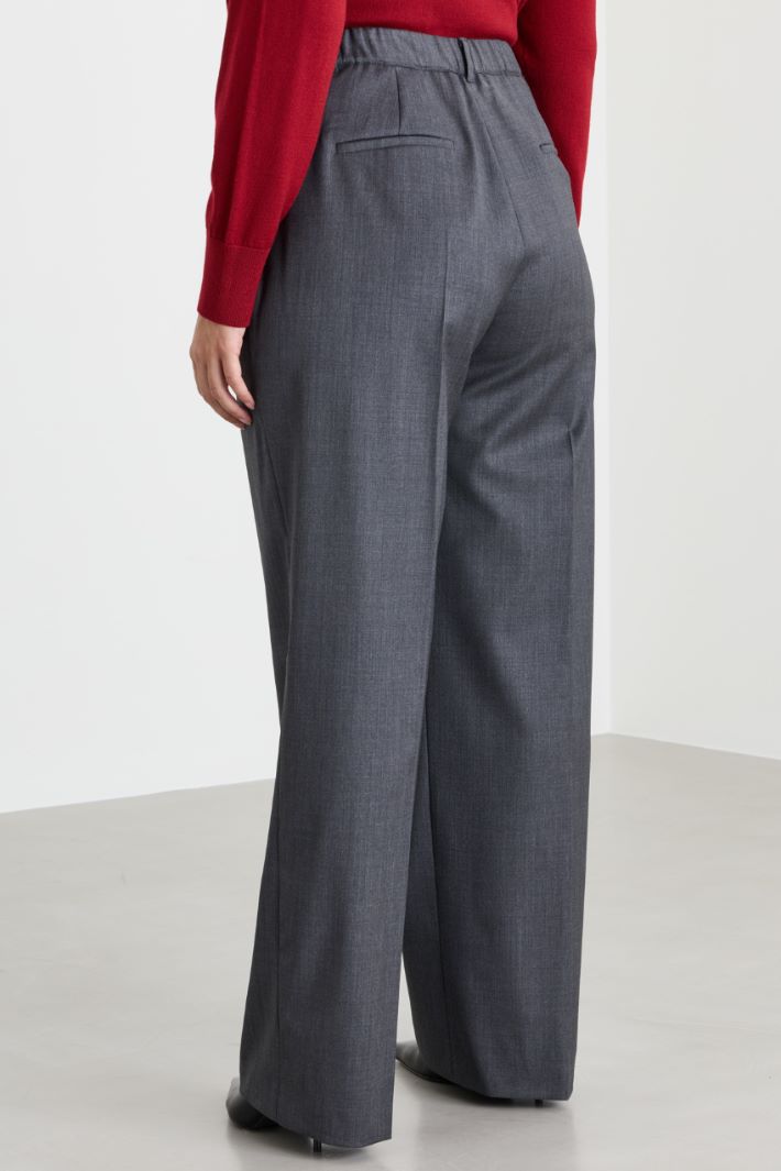 Wide-leg gabardine trousers - GREY - Intrend - 4