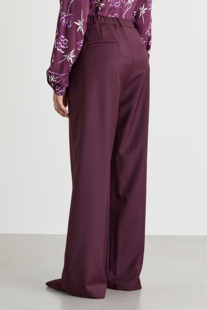 Wide-leg gabardine trousers - PURPLE - Intrend - 4