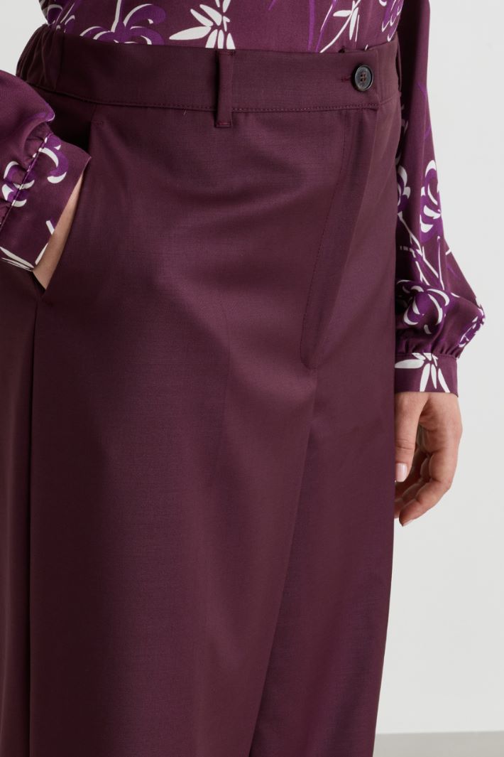 Wide-leg gabardine trousers - PURPLE - Intrend - 3
