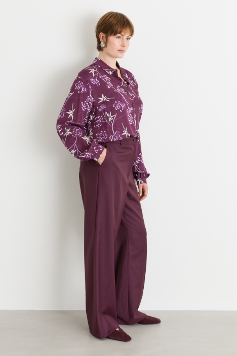 Wide-leg gabardine trousers - Intrend