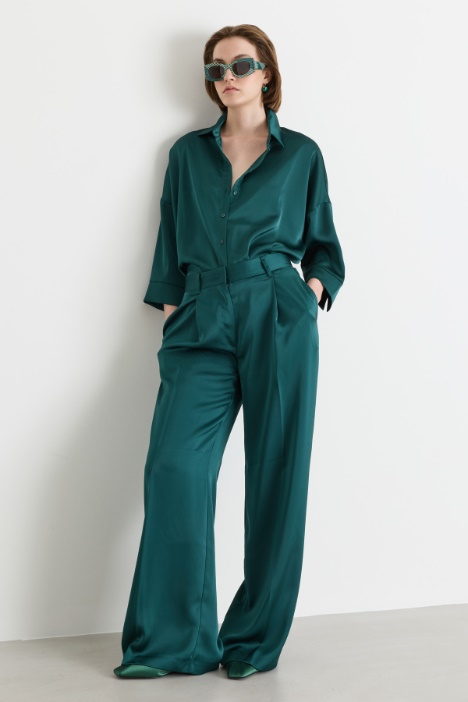 Fluid satin wide-leg trousers - Intrend