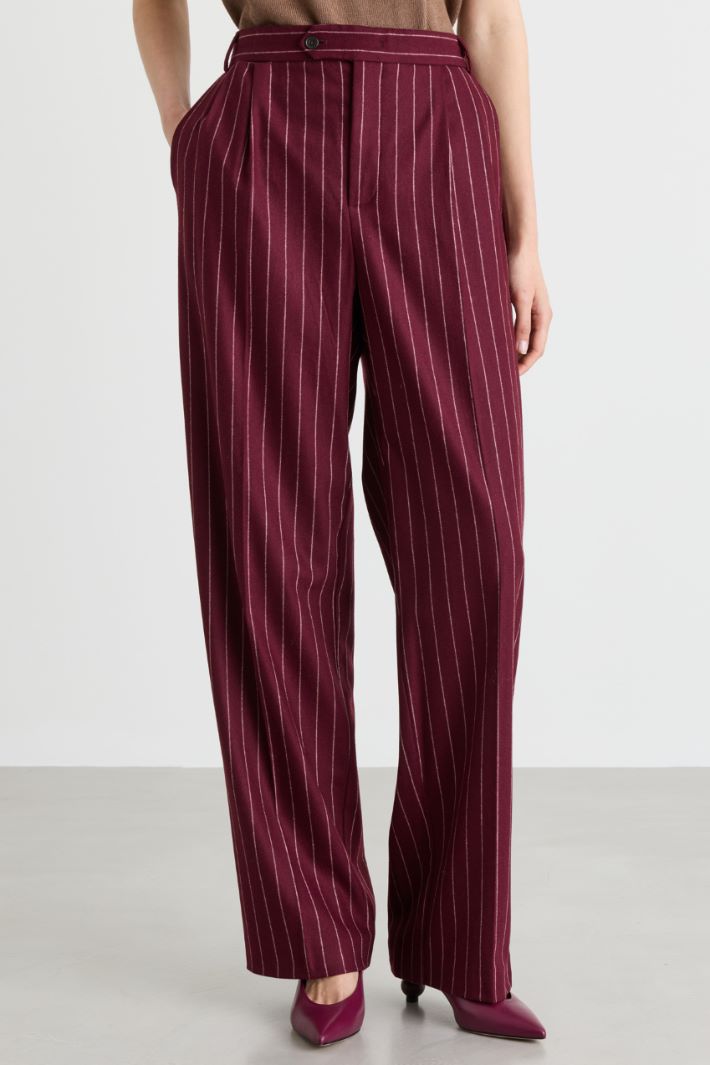 Embroidered pinstripe trousers - BORDEAUX - Intrend - 2