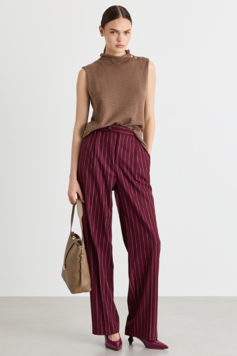 Embroidered pinstripe trousers - Intrend