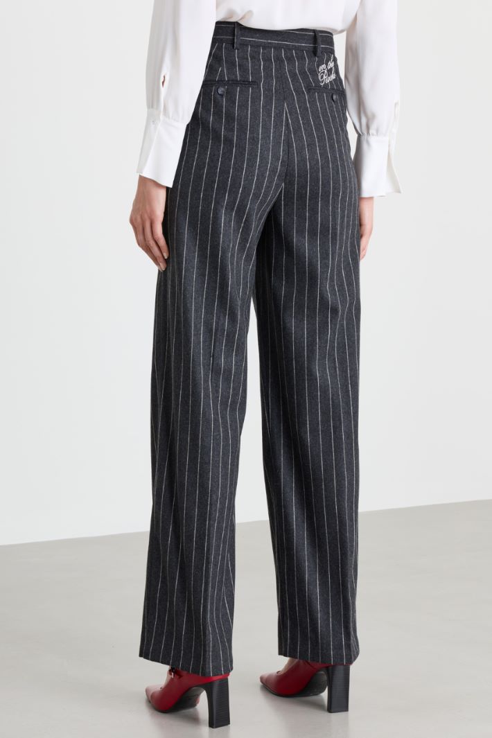 Embroidered pinstripe trousers - GREY - Intrend - 4