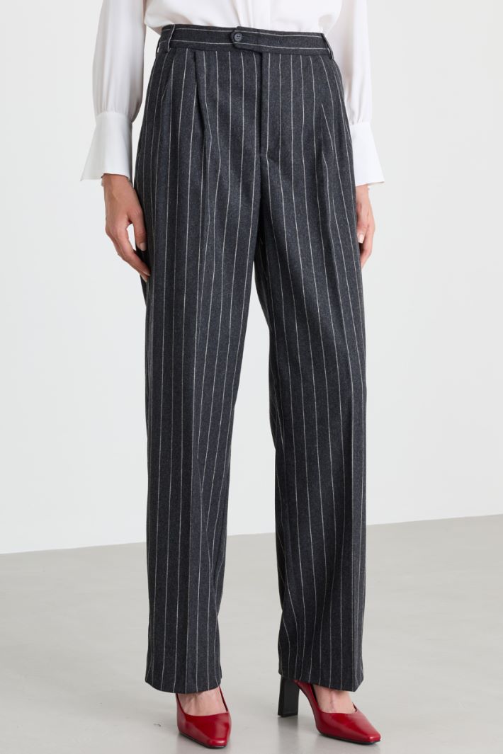 Embroidered pinstripe trousers - GREY - Intrend - 2