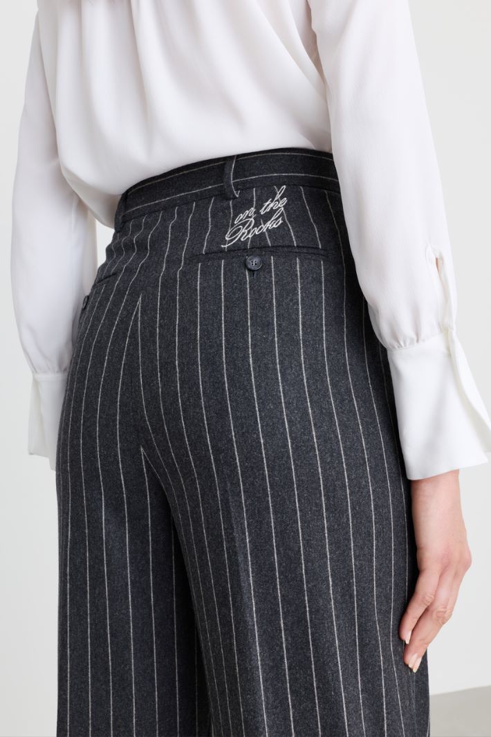 Embroidered pinstripe trousers - GREY - Intrend - 3