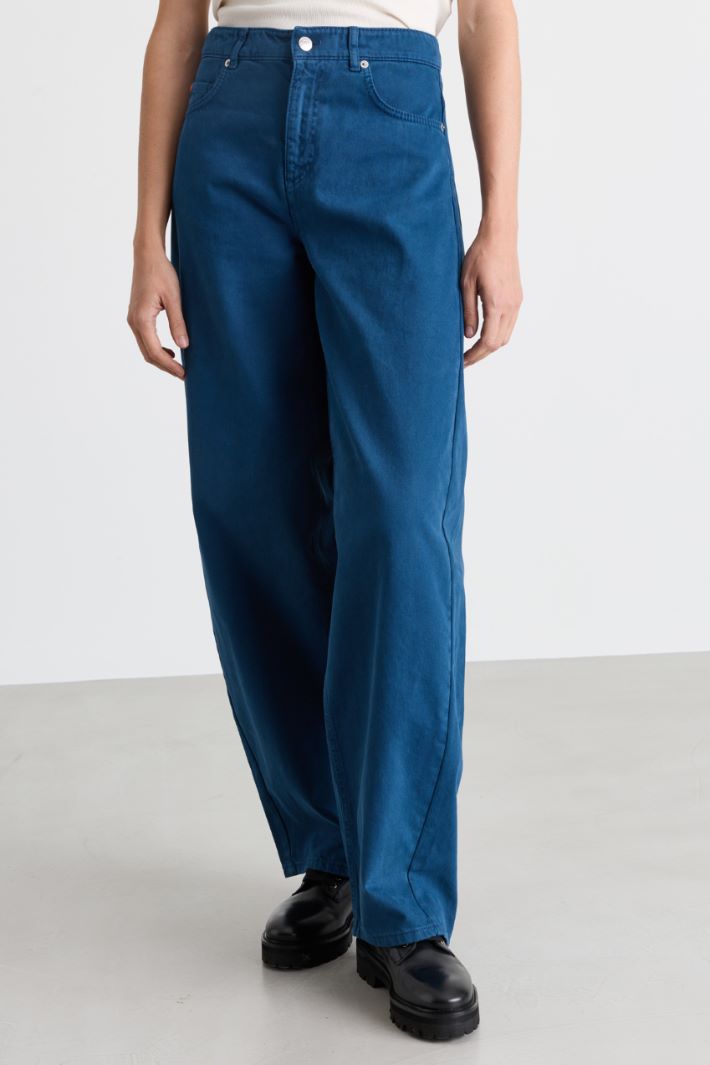 Pantalone barrel leg in drill - BLU - Intrend - 2