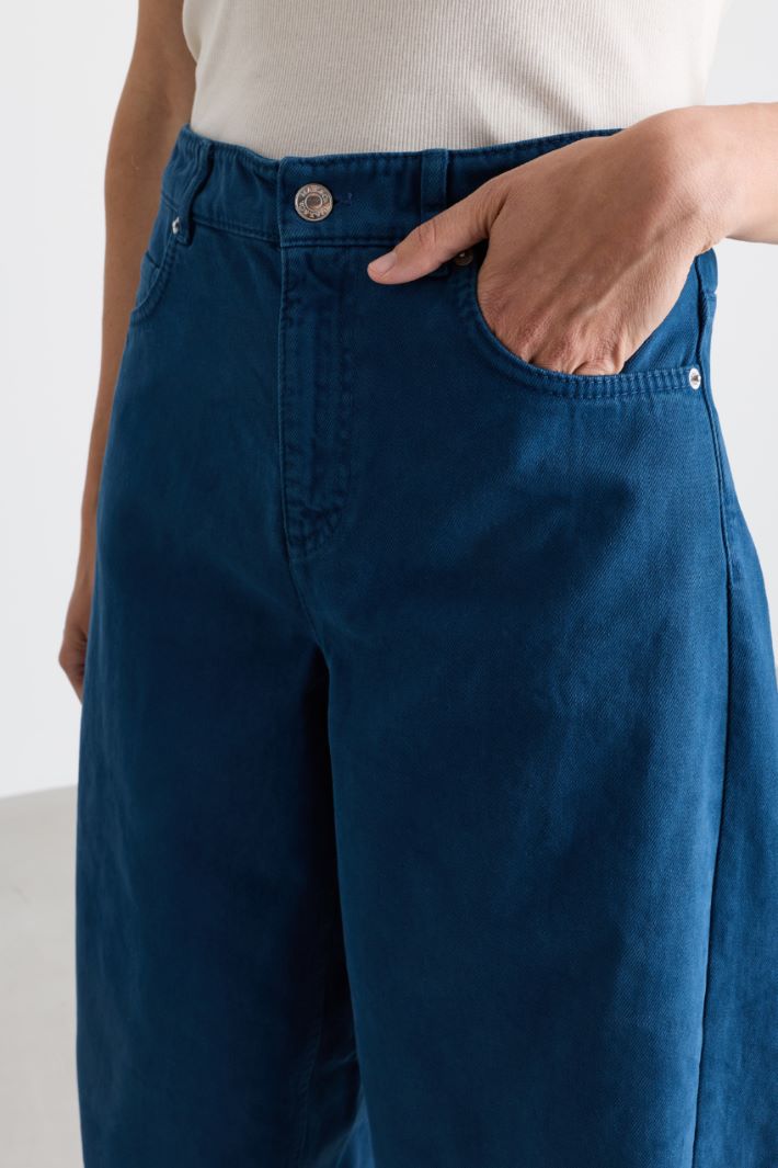 Pantalone barrel leg in drill - BLU - Intrend - 3