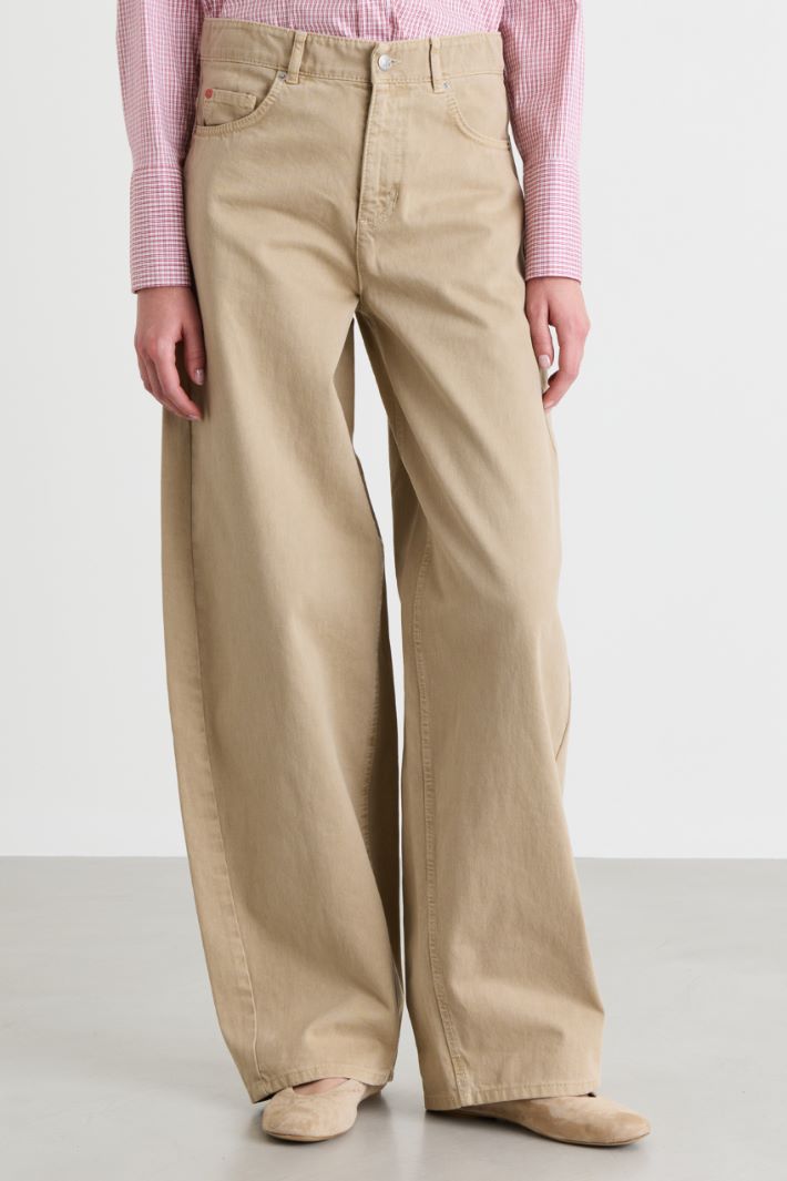 Barrel-leg drill trousers - CAMEL - Intrend - 2