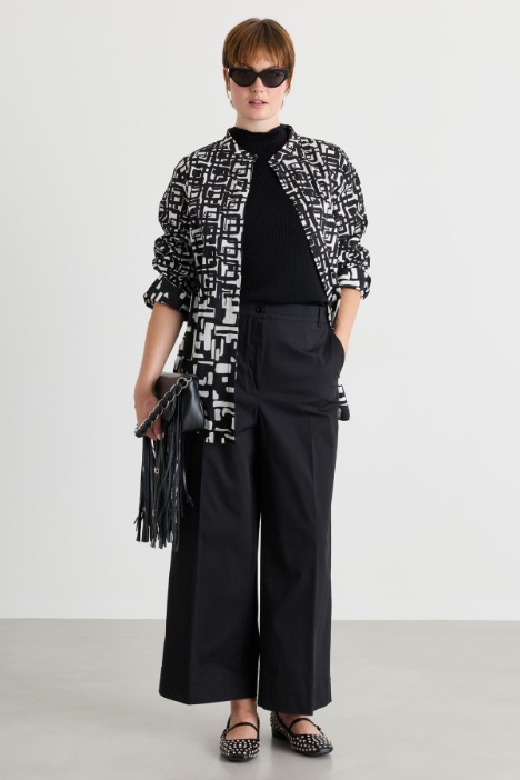Wide-leg gabardine trousers - Intrend