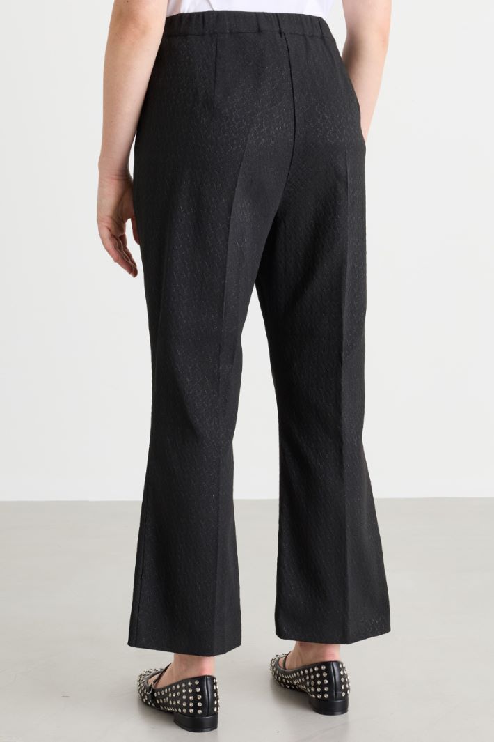 Flared jacquard trousers - BLACK - Intrend - 4