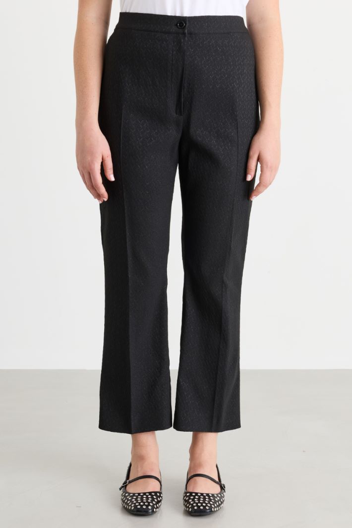 Flared jacquard trousers - BLACK - Intrend - 2