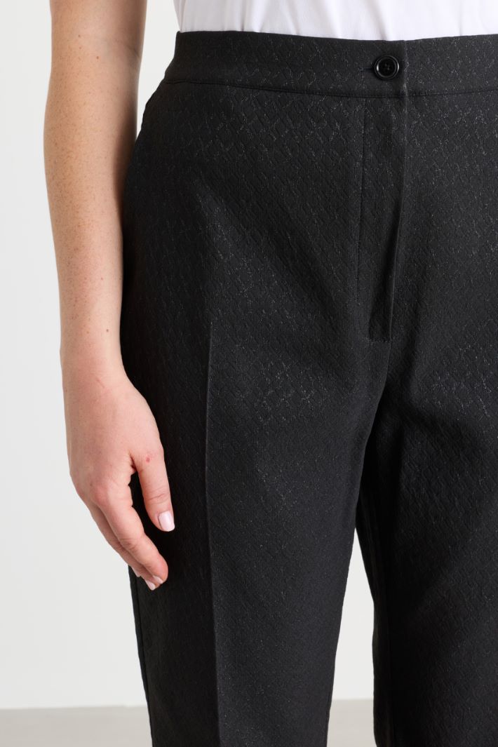 Flared jacquard trousers - BLACK - Intrend - 3