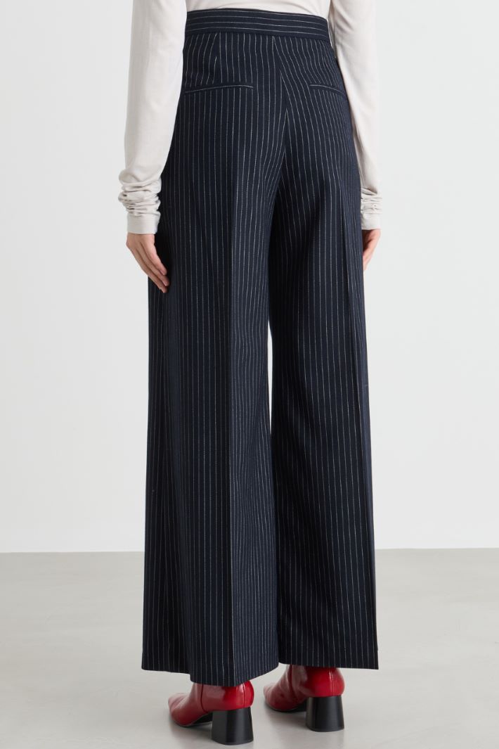 Pantalone in flanella gessata - BLU - Intrend - 4