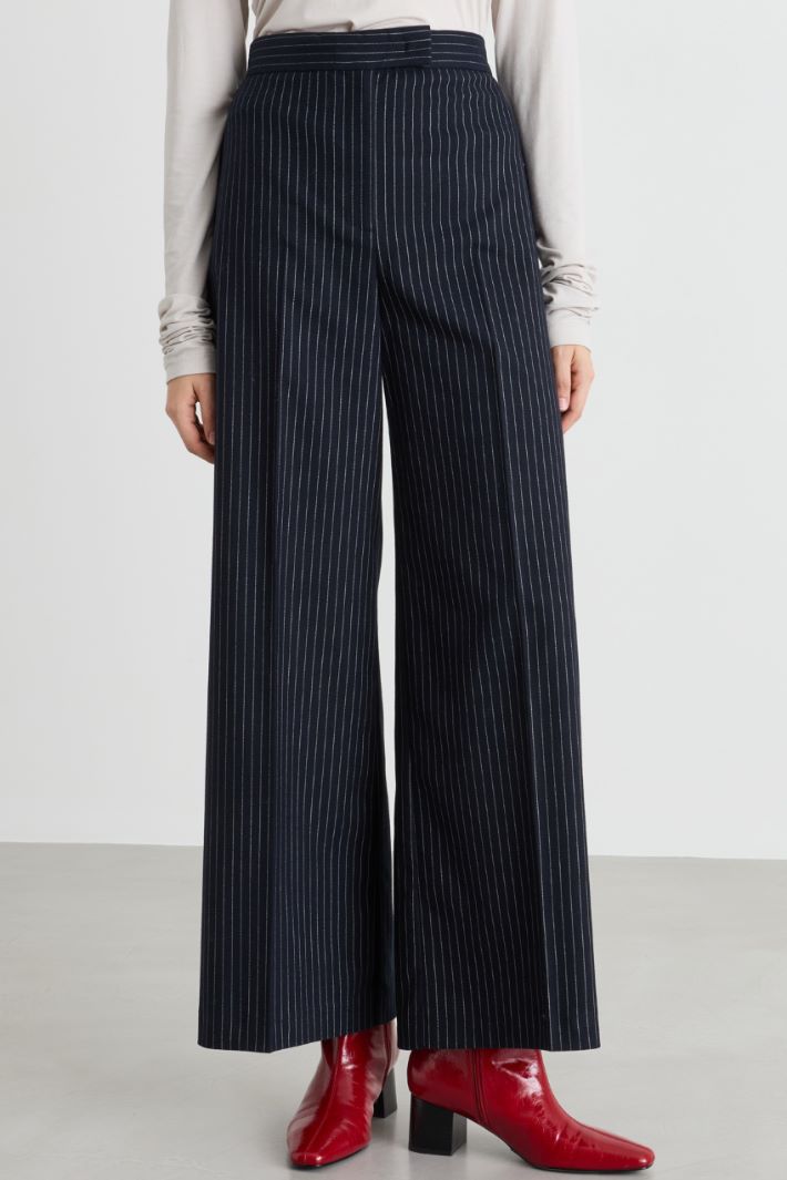 Pantalone in flanella gessata - BLU - Intrend - 2