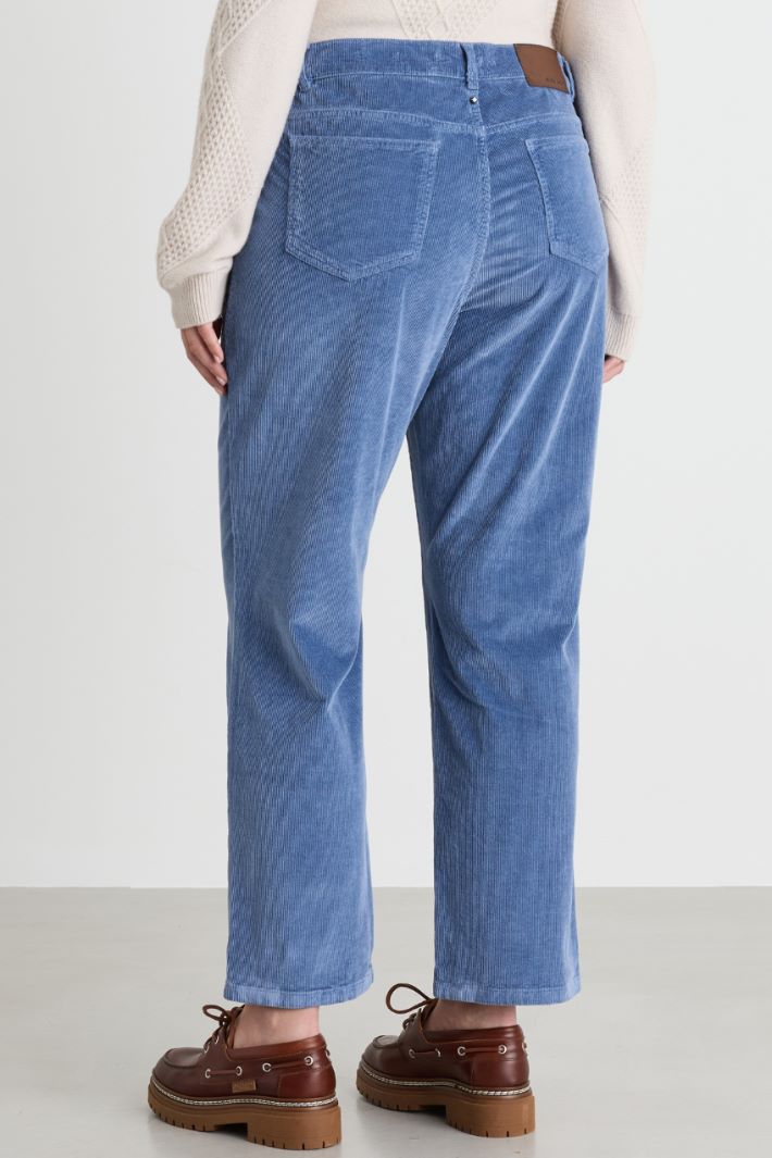 Pantalone in velluto stretch - AZZURRO - Intrend - 4