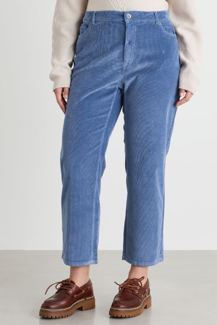 Pantalone in velluto stretch - AZZURRO - Intrend - 2