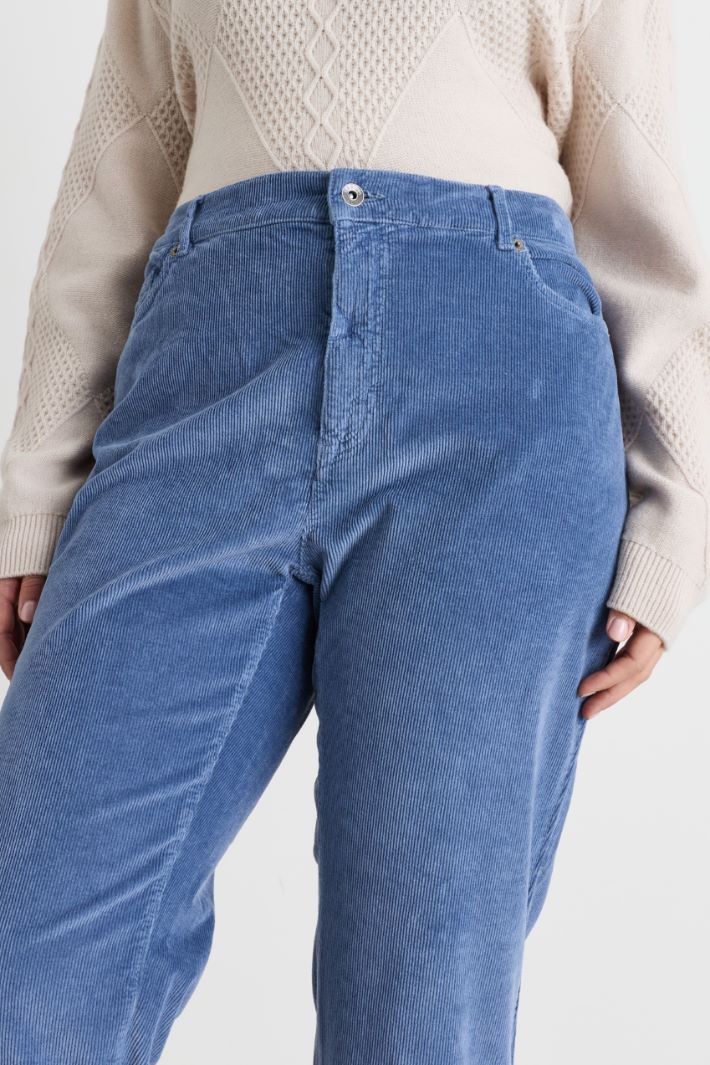 Pantalone in velluto stretch - AZZURRO - Intrend - 3