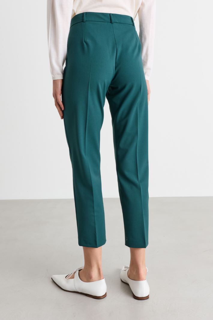 Pantalone slim in gabardina - VERDE - Intrend - 4