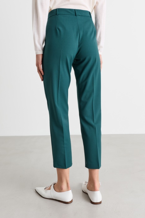 Pantalone slim in gabardina di misto lana