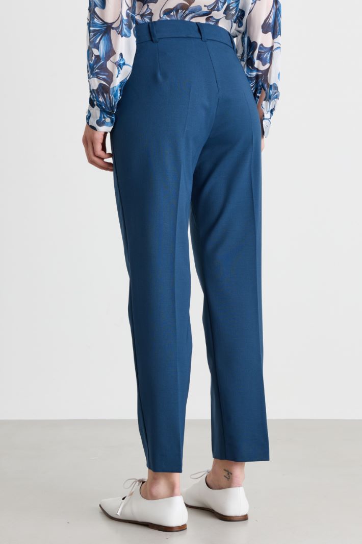 Slim gabardine trousers - BLUE - Intrend - 4