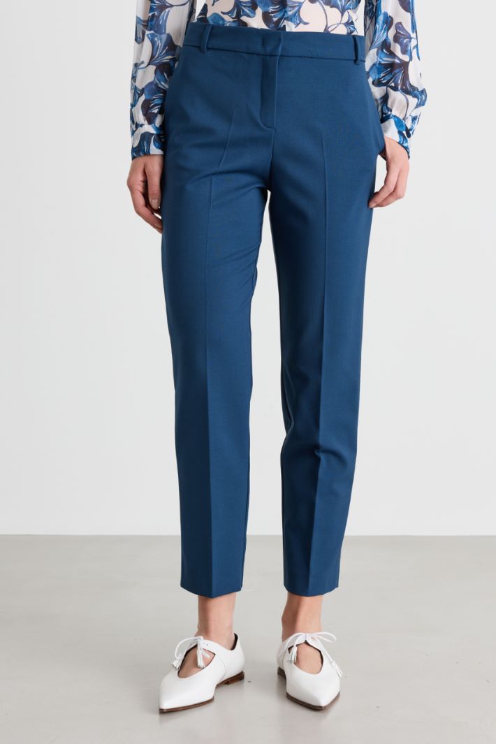 Slim gabardine trousers - BLUE - Intrend - 2