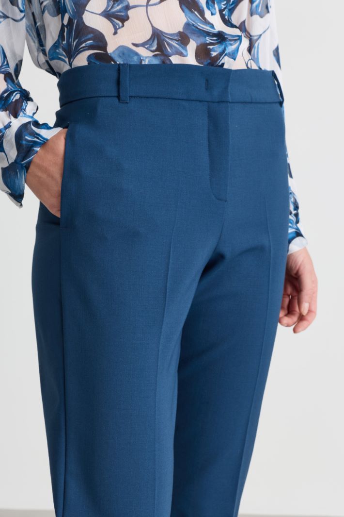 Slim gabardine trousers - BLUE - Intrend - 3