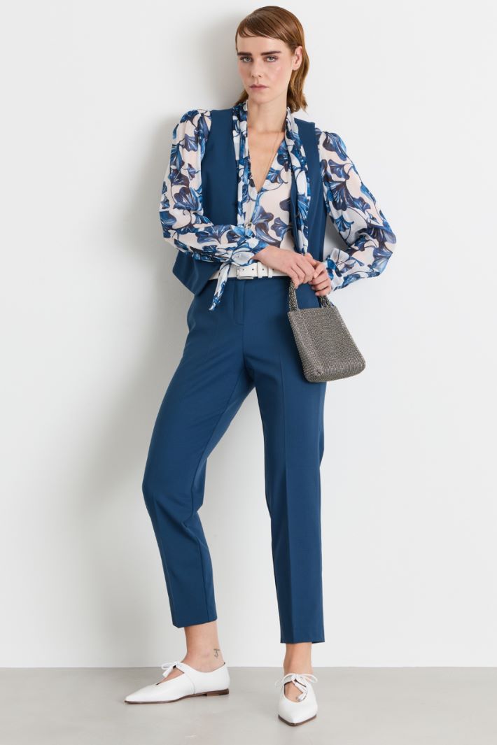Slim gabardine trousers - BLUE - Intrend