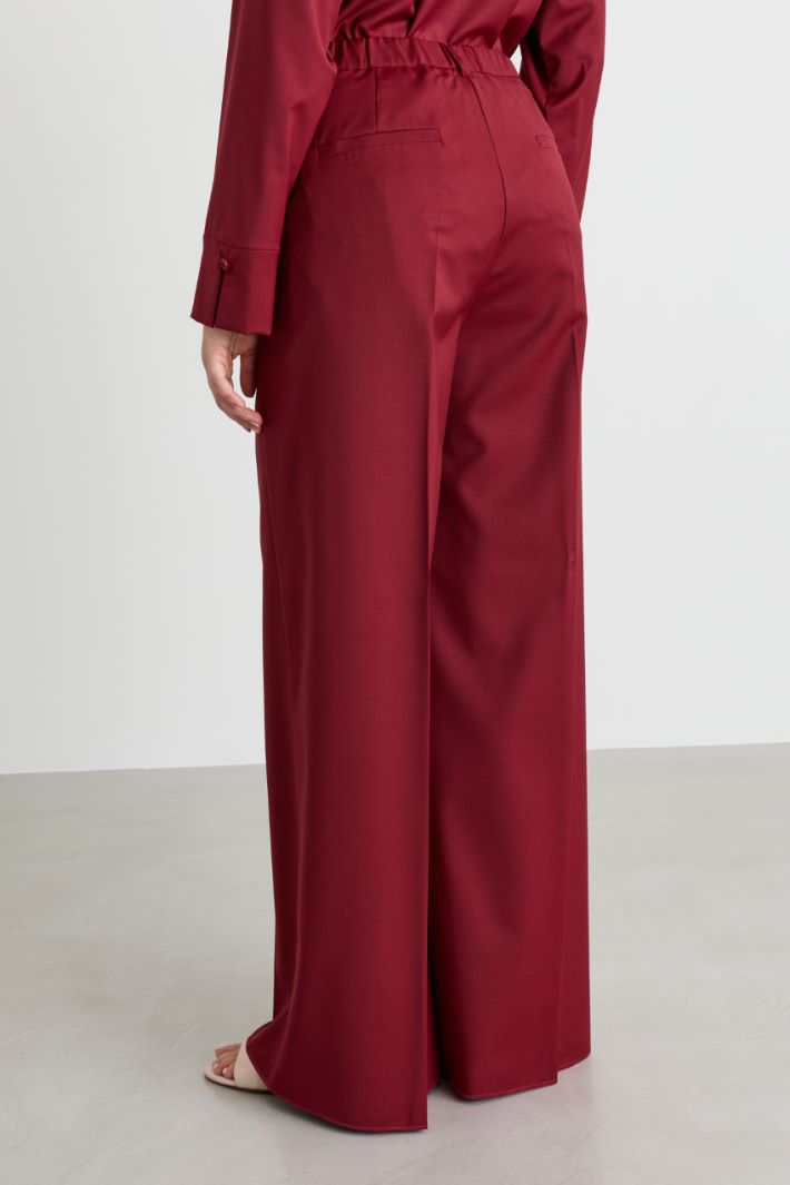 Pantalone ampio in gabardina - ROSSO - Intrend - 4