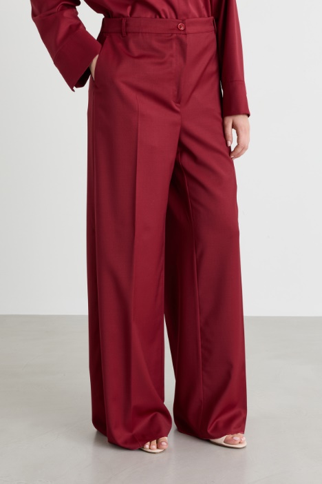 Pantalone ampio in gabardina di cotone