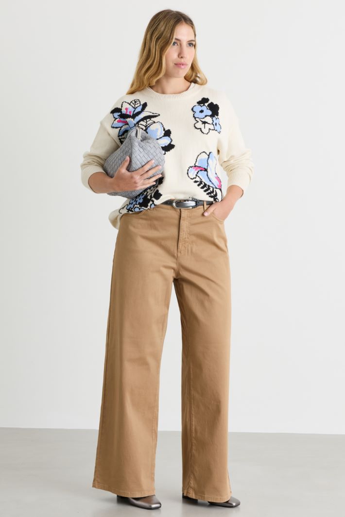 Wide-leg sateen trousers - CAMEL - Intrend