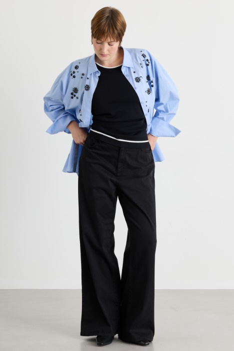 Wide-leg sateen trousers - Intrend