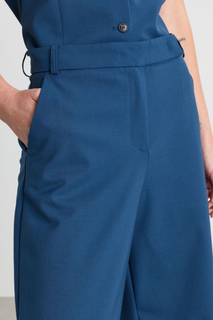 Pantalon large en gabardine - BLEU - Intrend - 3